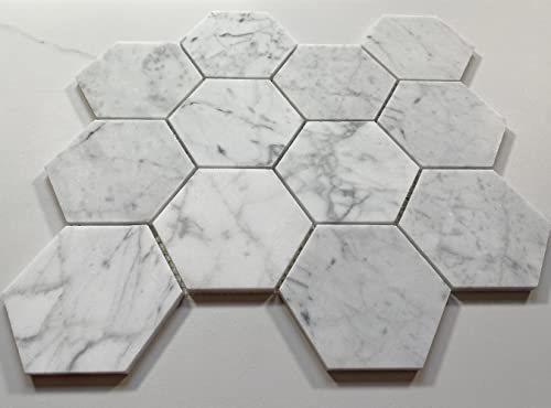 Carrara White Marble Hexagon Mosaic Tile 4
