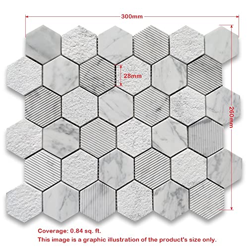 Carrara White Marble Hexagon Shower Floor Tile
