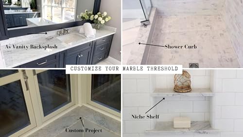 Honed Carrara Marble Threshold Tile for Showers