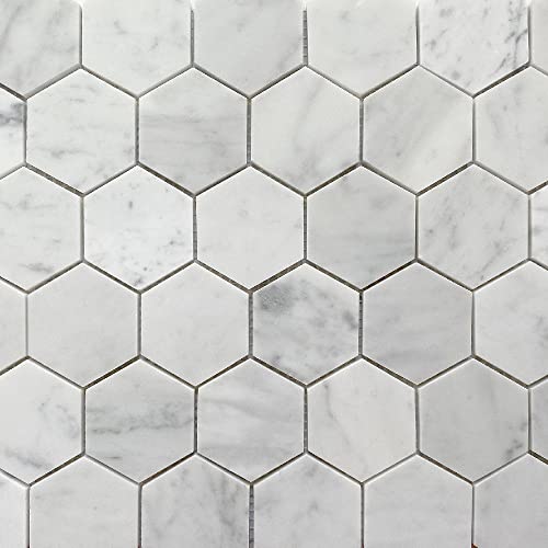 Carrara White Marble Hexagon Shower Floor Tile
