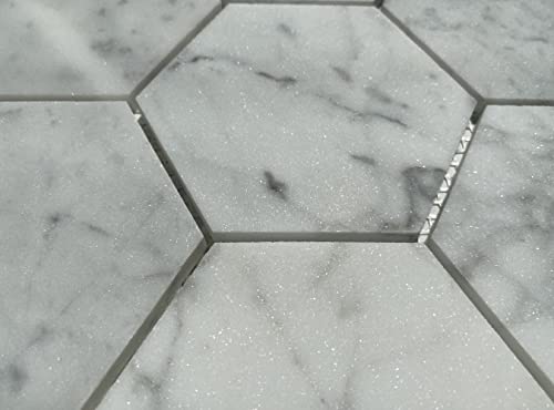 Carrara White Marble Hexagon Mosaic Tile 4