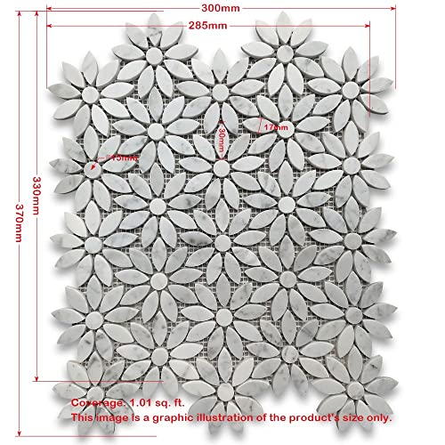 Carrara White Marble Daisy Mosaic Shower Tile