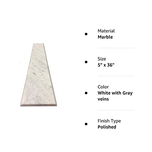 Carrara Marble Shower Curb Threshold - Polished 5x36