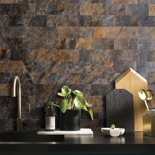 Rust Slate Peel and Stick Shower Floor Tiles