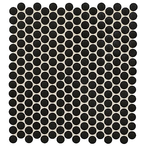 Nero Penny Round Matte Porcelain Shower Tile