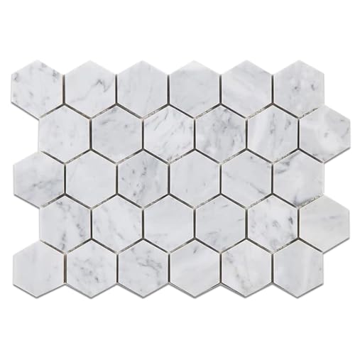 Carrara White Marble Hexagon Mosaic Tile Pack