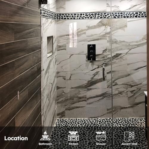 Black Pebble Shower Floor Tile - 5 Sq.ft
