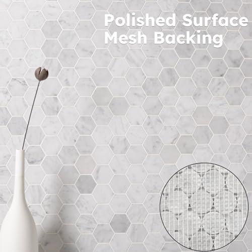 Carrara White Marble Hexagon Mosaic Tile Pack