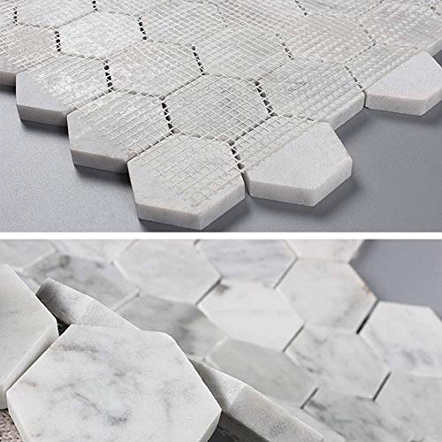 Carrara White Marble Hexagon Mosaic Tile Pack