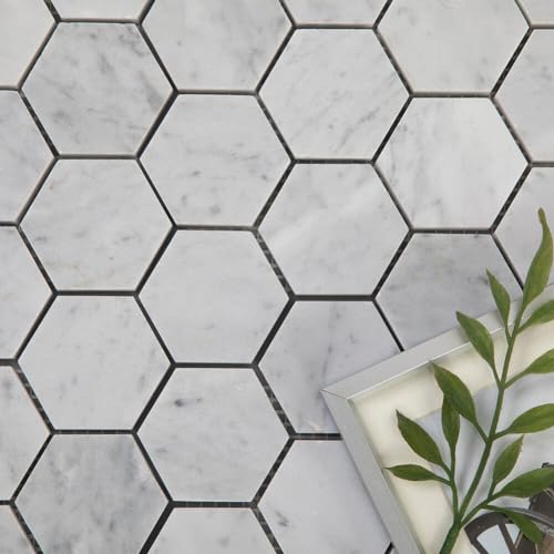 Carrara White Marble Hexagon Mosaic Tile Pack