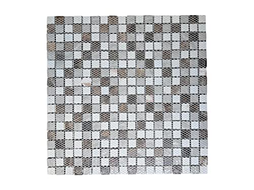 Dark Emperador Marble & Brown Glass Mosaic Tile