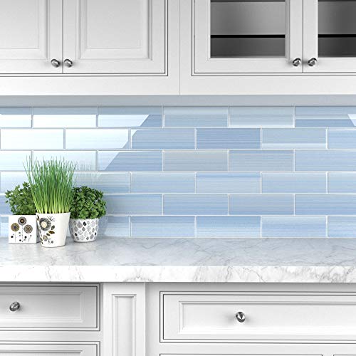Big Blue Glass Subway Tile for Showers, 4x12