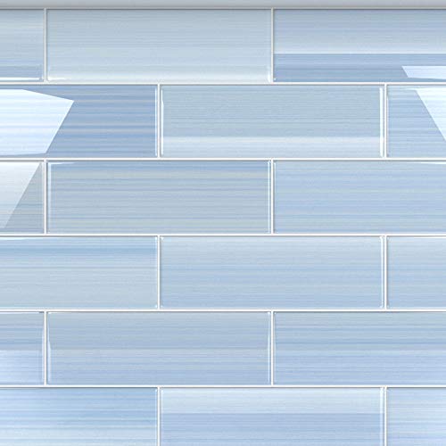 Big Blue Glass Subway Tile for Showers, 4x12