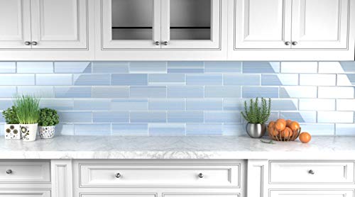 Big Blue Glass Subway Tile for Showers, 4x12