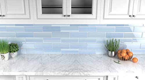 Big Blue Glass Subway Tile for Showers, 4x12