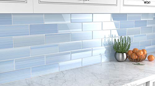 Big Blue Glass Subway Tile for Showers, 4x12