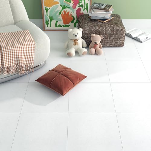 Peel and Stick White Marble Bathroom Floor Tiles
