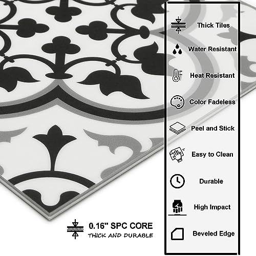 Self-Adhesive Black and White Bathroom Tile 9x9