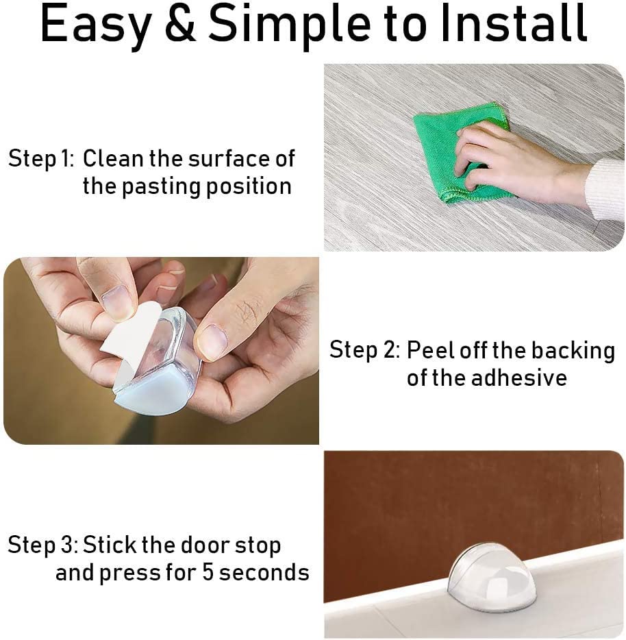 Self-Adhesive Shower Door Stops - 2 Pack Clear