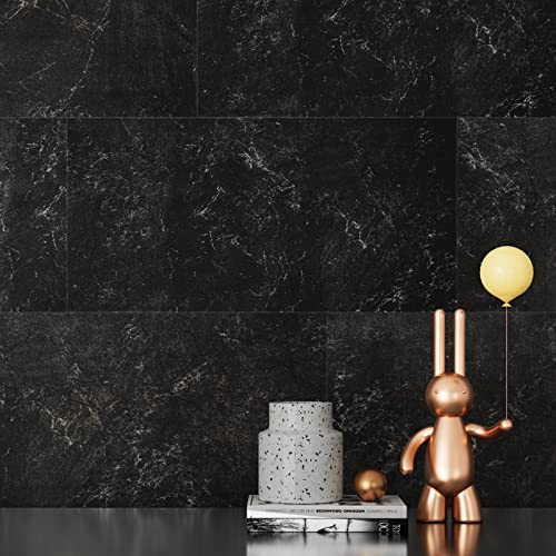 Charcoal Black Marble Peel and Stick Shower Tiles