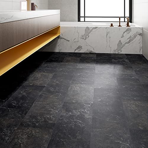 Charcoal Black Marble Peel and Stick Shower Tiles