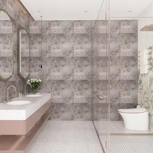 Rock Gray Marble Peel and Stick Tile 12"x12