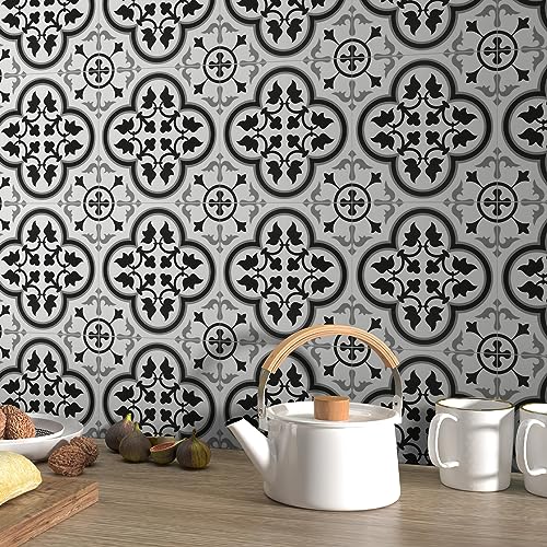 Self-Adhesive Black and White Bathroom Tile 9x9