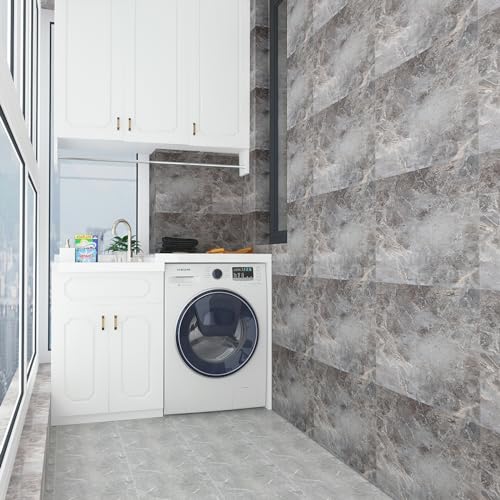 Rock Gray Marble Peel and Stick Tile 12"x12