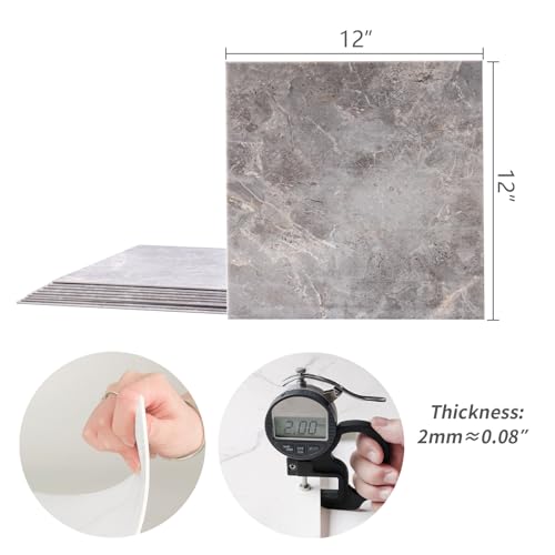 Rock Gray Marble Peel and Stick Tile 12"x12