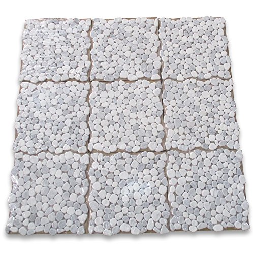 Carrara Mix Bardiglio Grey Marble Pebble Tile