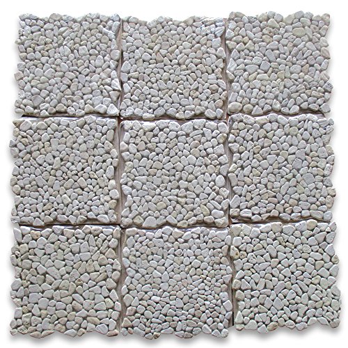 Travertine Giallo Marble Pebble Mosaic Tile Sheet