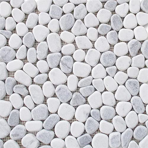 Carrara Mix Bardiglio Grey Marble Pebble Tile