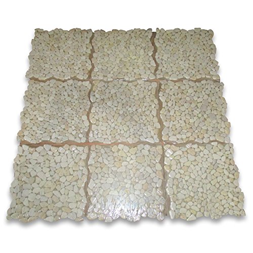 Travertine Giallo Marble Pebble Mosaic Tile Sheet
