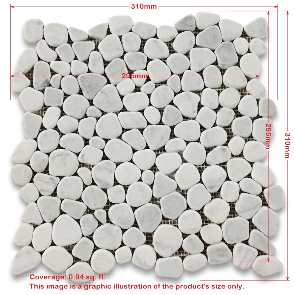 Carrara Mix Bardiglio Grey Marble Pebble Tile