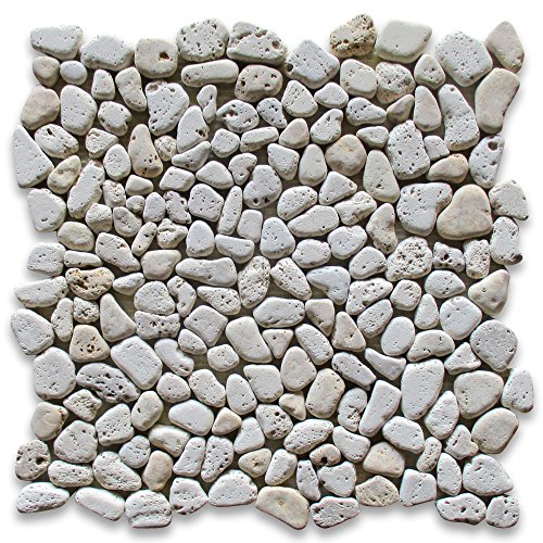 Travertine Giallo Marble Pebble Mosaic Tile Sheet