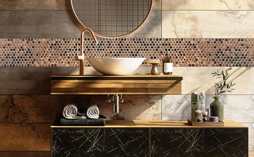 Hexagon Copper Mosaic Tile for Shower & Backsplash