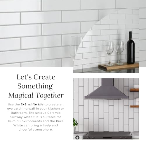 Glossy White Subway Tile 2" x 8" – 60 Pieces