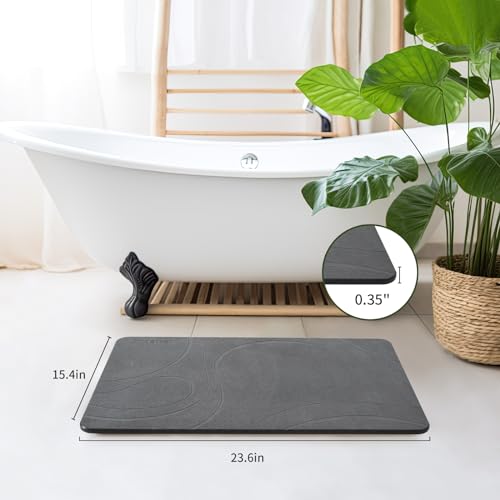 Diatomaceous Earth Shower Bath Mat - Dark Grey