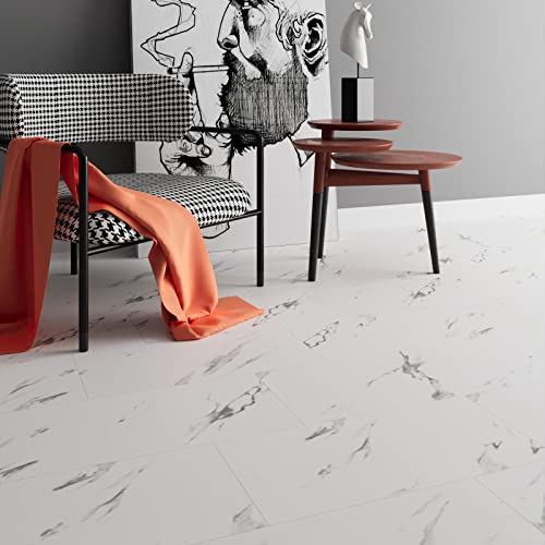 Carrara Marble Peel and Stick Shower Floor Tiles