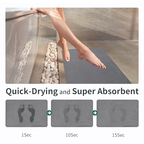 Diatomaceous Earth Shower Bath Mat - Dark Grey
