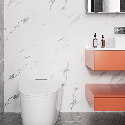 Carrara Marble Peel and Stick Shower Floor Tiles