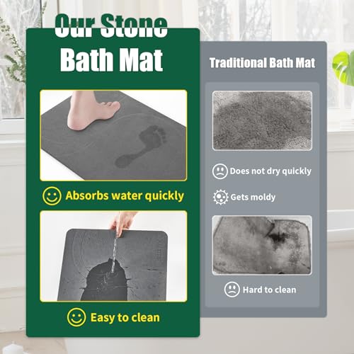 Diatomaceous Earth Shower Bath Mat - Dark Grey