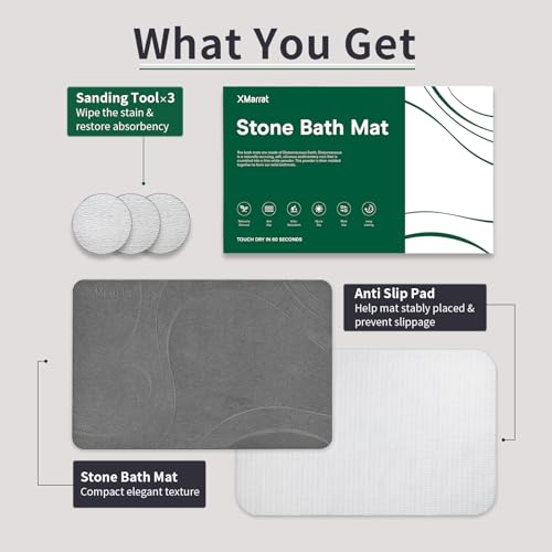 Diatomaceous Earth Shower Bath Mat - Dark Grey