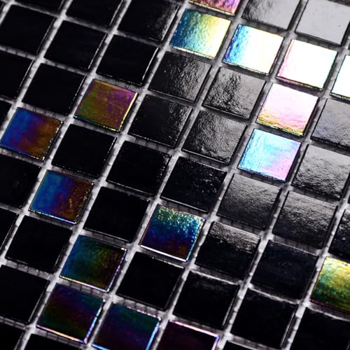 Iridescent Black Mosaic Tiles for Showers & Backsplashes