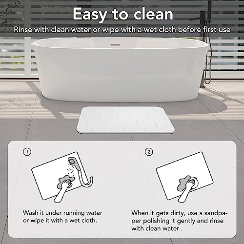 Diatomaceous Earth Bath Mat - 2 Pack, White