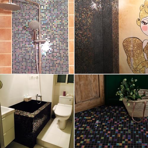 Iridescent Black Mosaic Tiles for Showers & Backsplashes