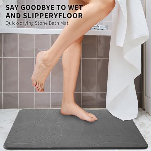 Diatomaceous Earth Shower Bath Mat - Dark Grey