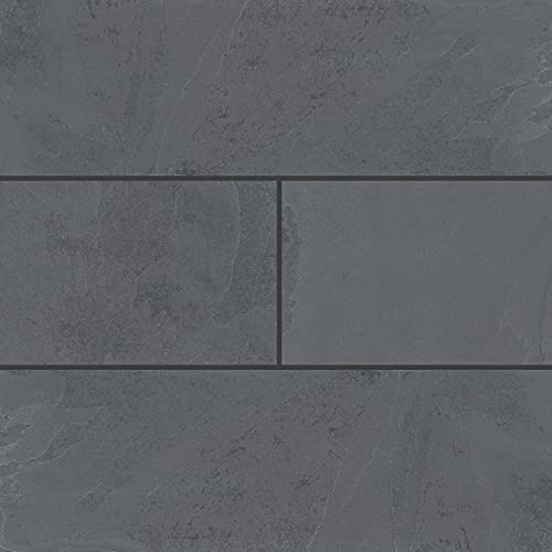 Montauk Black 12x4 Inch Slate Subway Tile