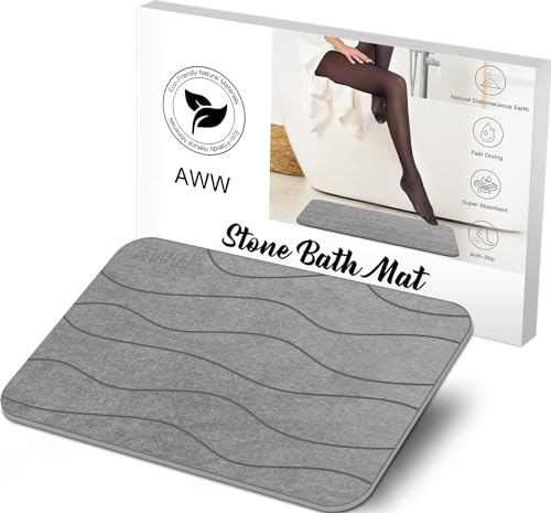 Large Non-Slip Diatomite Shower Floor Mat, Gray