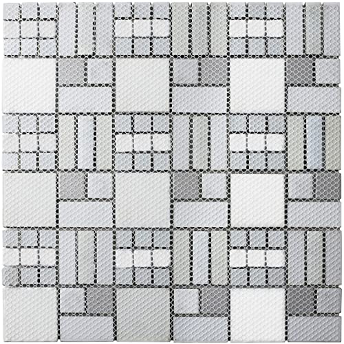 Blujellyfish Metallic Glass Mosaic Tile - Silver Gray